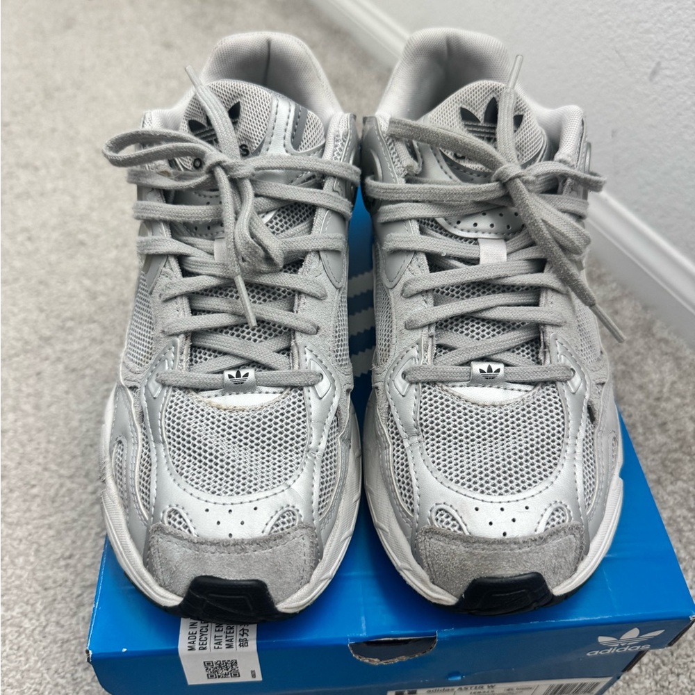 Adidas Light Gray Mesh & Suede Chunky Sneakers